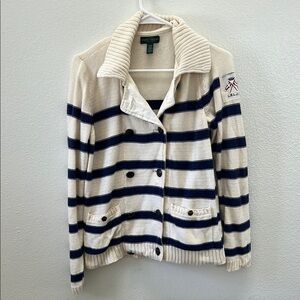 Ralph Lauren Striped Cardigan - Cream and Navy